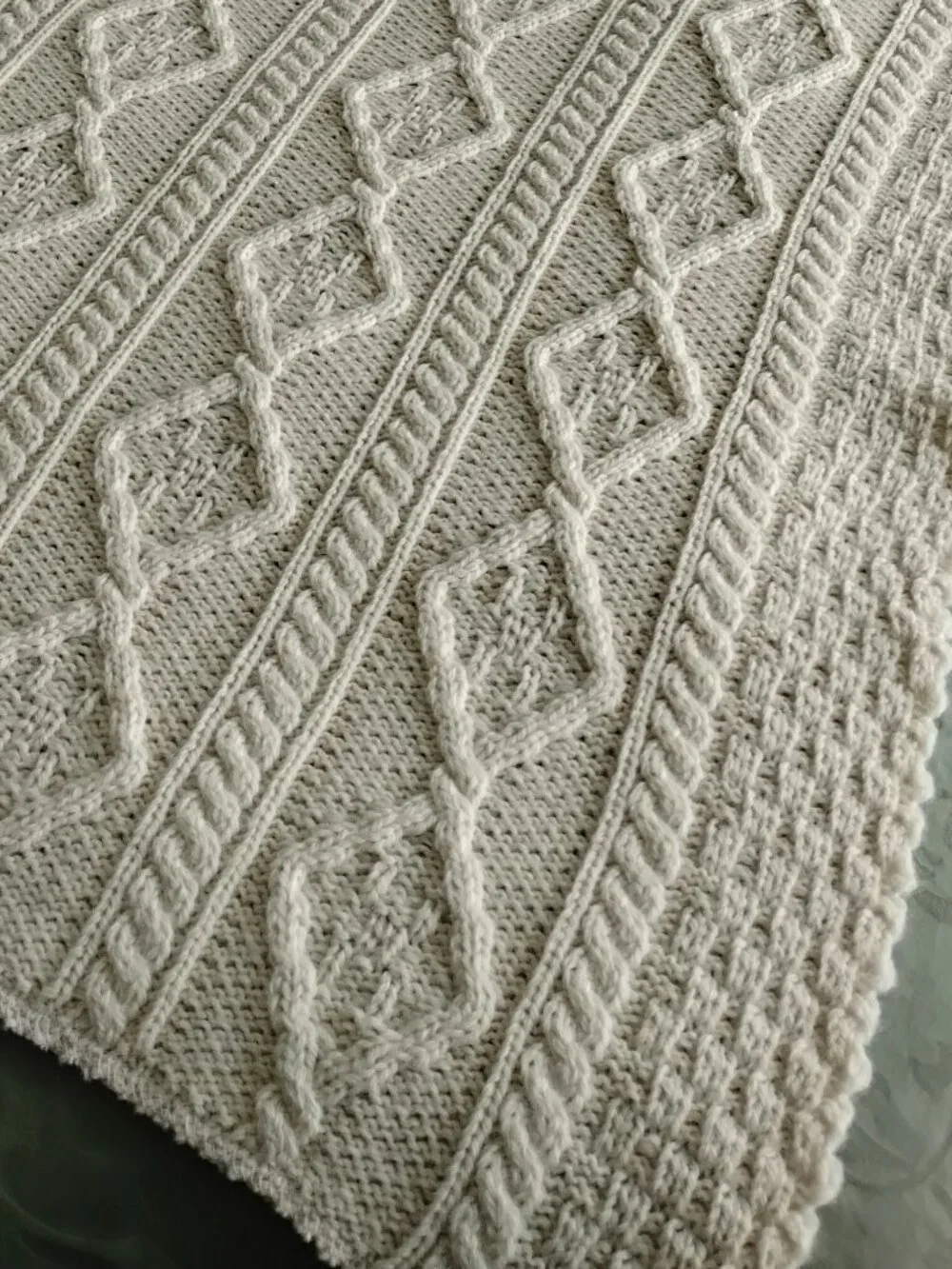 All Wool Cable Knit Throw Like New
